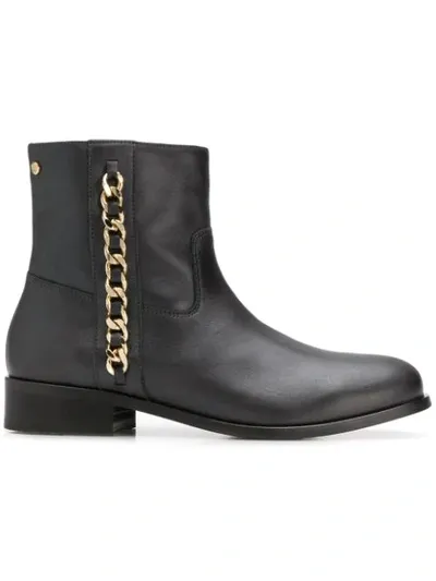 Tommy Hilfiger Chain Detail Boots In Black