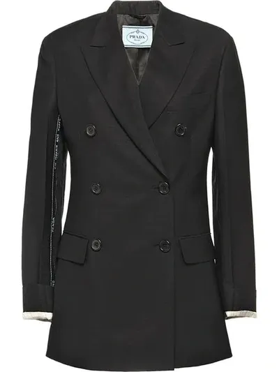 Prada Double-breasted Jacket In Black