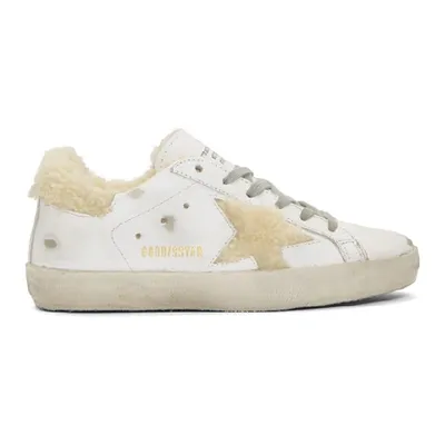 Golden Goose Superstar Shearling And Leather Sneakers In White