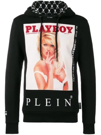 Philipp Plein X Playboy Printed Crystal Hoodie In Black