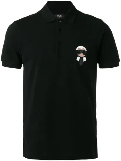 Fendi Karlito Chest-patch Polo Shirt In Black