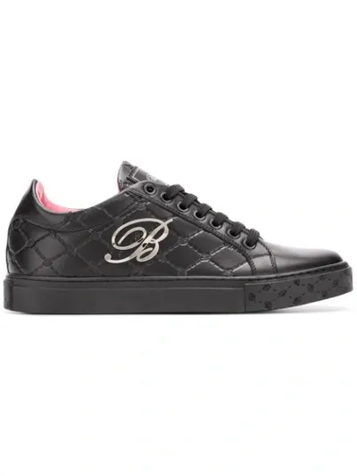 Blumarine Logo Plaque Platform Sneakers In Black