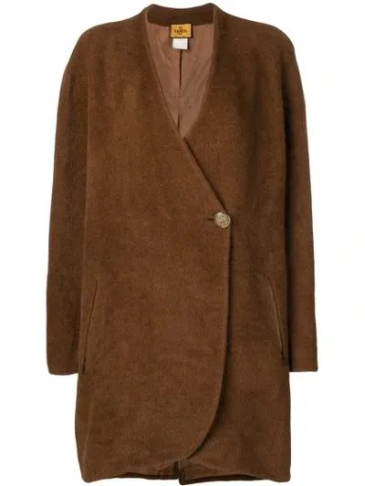 Pre-owned Fendi 1980s Single Button Coat In Brown