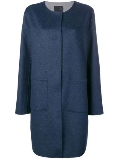 Liska Cashmere Collarless Coat In Dunkelblau