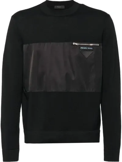 Prada Pullover Mit Reissverschlusstasche In Black