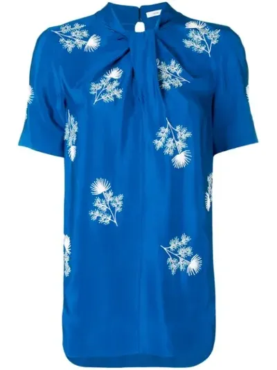 Erdem Floral-embroidered Top In Blue