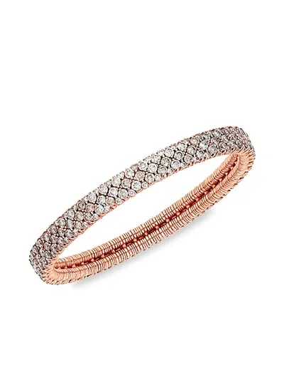 Roberto Demeglio 18k Rose Gold Cashmere Collection Stretch Bracelet With Champagne Diamonds