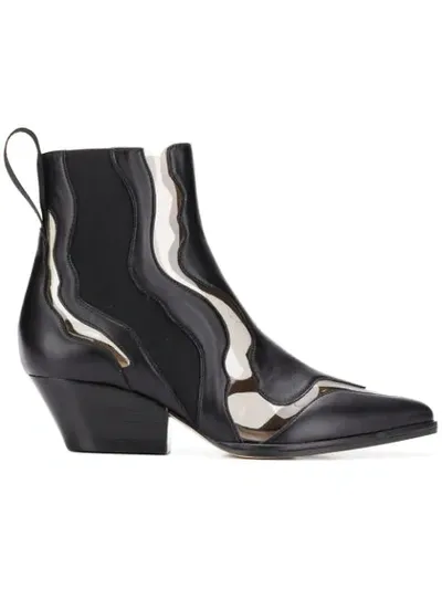 Sergio Rossi Pvc Insert Ankle Boots In Black