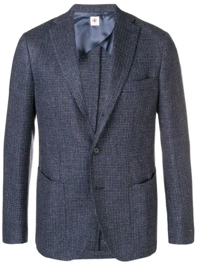 Borrelli Check Blazer Jacket In Blue