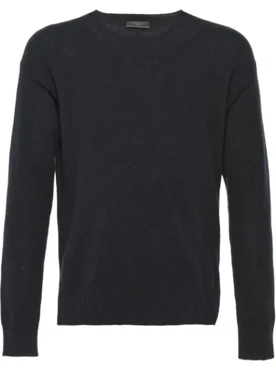 Prada Light Cashmere Crew-neck Sweater In Blue