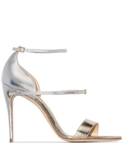 Jennifer Chamandi Rolando 105 Two-tone Metallic Leather Sandals