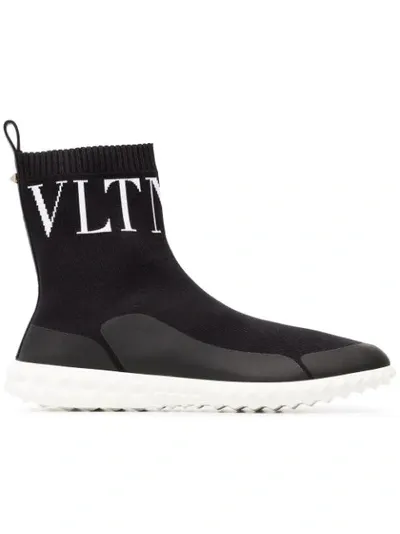 Valentino Garavani Vltn Slip-on Sock Sneaker In Black White