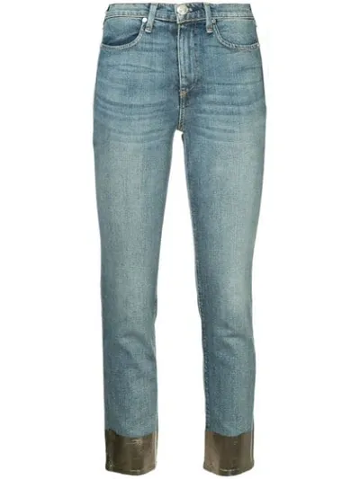 Rag & Bone Contrast Cuff Slim Jeans In Blue