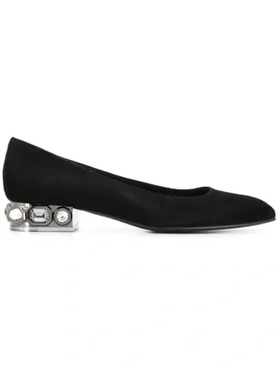 Casadei Embellished Low Heel Ballerinas In Black