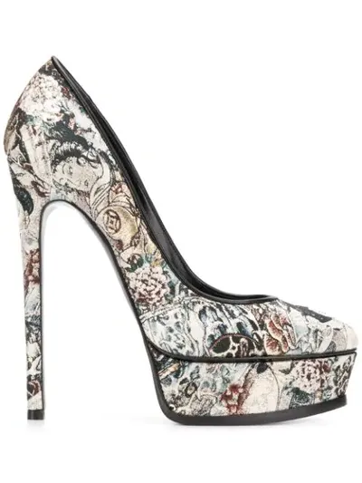 Casadei Japanese Print Platform Pumps In Neutrals