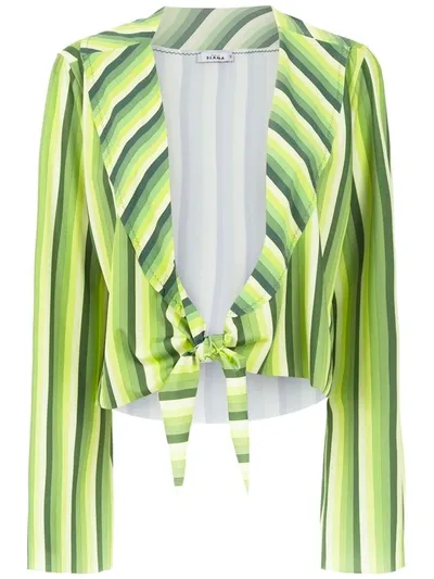 Amir Slama Striped Cropped Top In Green