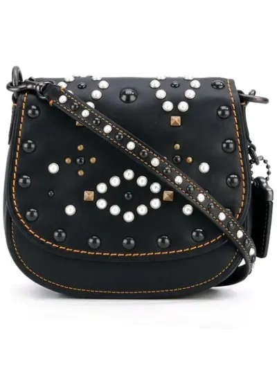 Coach Mini Studded Saddle Bag - Black