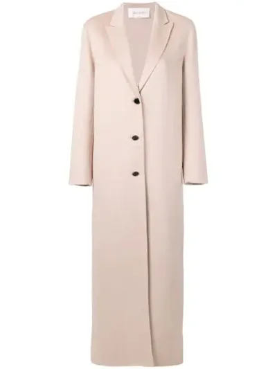 Valentino Long Buttoned Coat In Neutrals