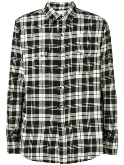 Saint Laurent Classic Western Plaid Shirt In Black