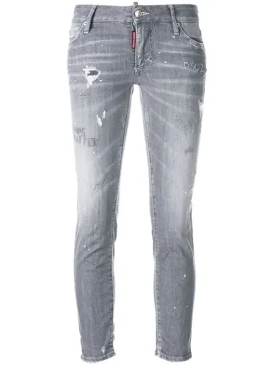 Dsquared2 Distressed Skinny Jeans In Grey