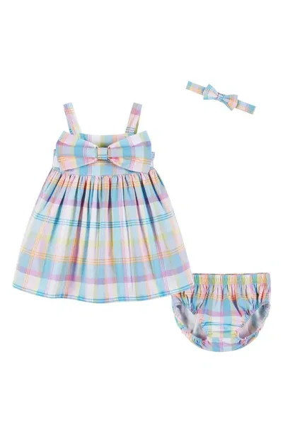 Andy & Evan Baby Girl's 3-piece Plaid Headband, Dress & Bloomers Set In Neutral