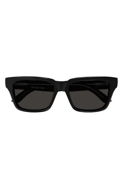 Balenciaga 55mm Rectangular Sunglasses In Black Dark Grey