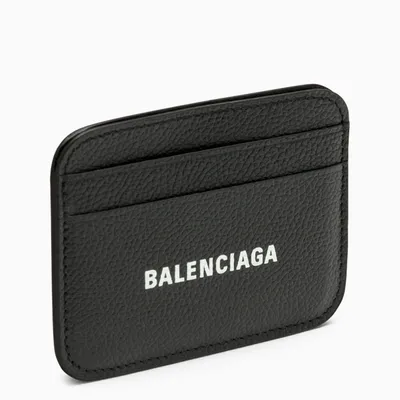 Balenciaga Black Leather Card Holder With Logo