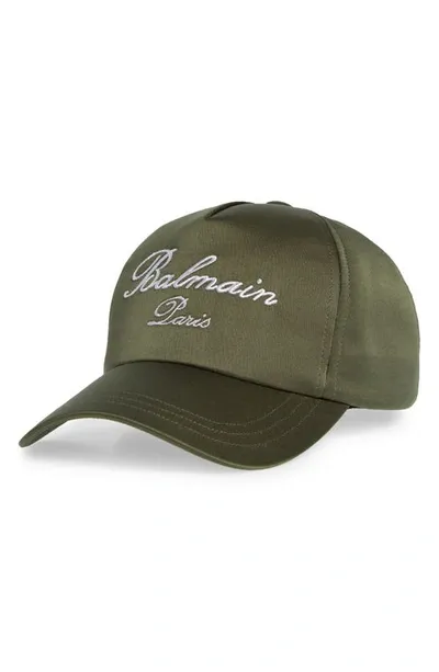 Balmain Logo Embroidered Satin Baseball Cap In Tone-on-tone Stitching