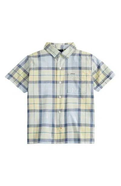 Barbour Kids' Gordon Plaid Short Sleeve Button-up Shirt In Sandsend Tartan