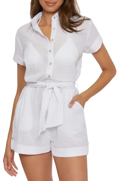 Becca Cabana Semisheer Cover-up Romper In White