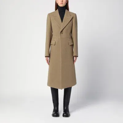 Burberry Beige Single-breasted Wool Coat In Grey