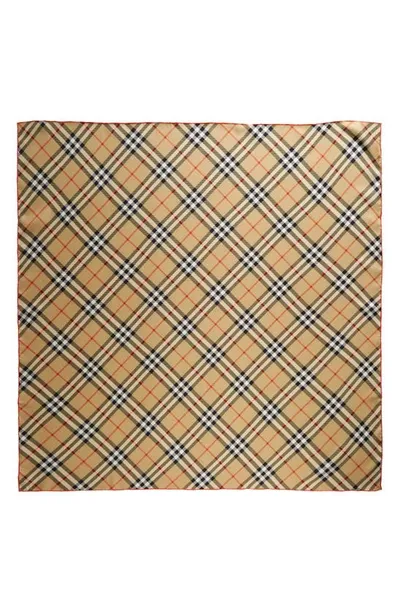 Burberry Check Square Silk Twill Scarf In Sand