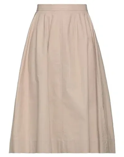 Chloé Cotton Flared Skirt With Pleated Detail In Dusty Beige