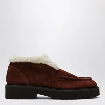 Doucal's Brown Suede Moccasin With Fur