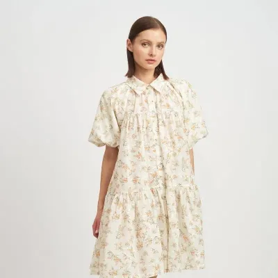 En Saison Hayley Shirt Dress In Peach Print