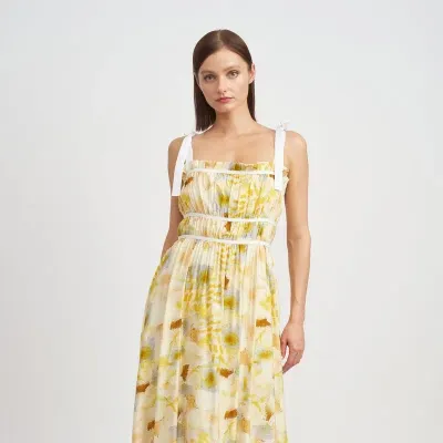 En Saison Torrey Midi Dress In Yellow Combo