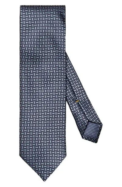 Eton Geometric Silk Tie In Navy