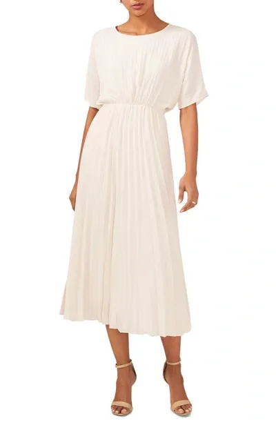 Halogen Pleated Midi Dress In White Birch