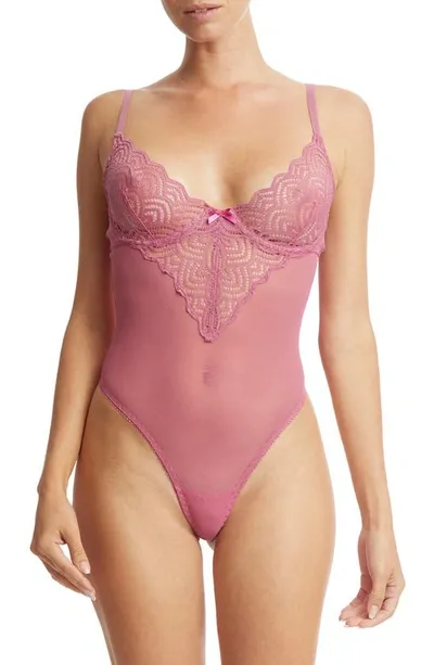 Hanky Panky Strappy Lace Underwire Teddy With $22 Credit In Rosehip