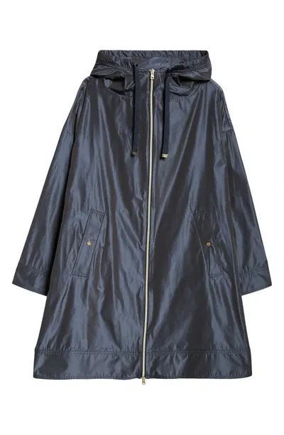 Herno Techno Taffeta A-line Parka In Navy