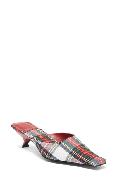 Jeffrey Campbell Esmerelda Square Toe Mule In Red White Plaid