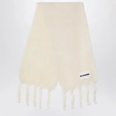 Jil Sander White Mohair Blend Scarf