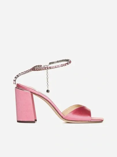 Jimmy Choo Saeda 85 Satin Sandals In Candy Pink