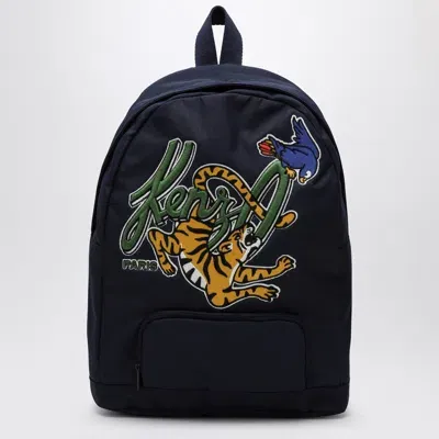 Kenzo Kids' Rucksack Logo-embroidered Backpack In Blue