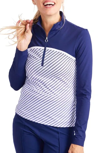 Kinona Cart Path Quarter Zip Top In Market Stripe