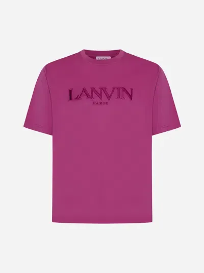 Lanvin Logo Cotton T-shirt In Fuchsia