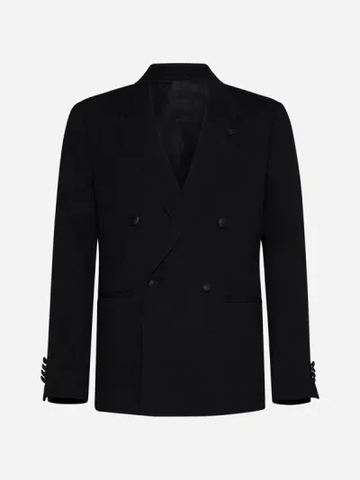 Lardini Kosmo Wool Double-breasted Blazer In Black