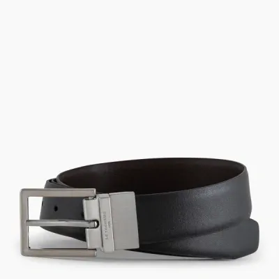 Le Tanneur Classic Men's Belt With Square Buckle In Smooth Leather In Black