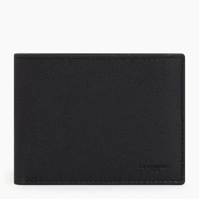 Le Tanneur Flap 2 Shutters Charles Pebbled Leather Wallet In Black