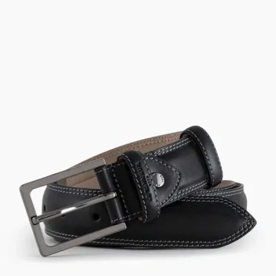 Le Tanneur Ceinture Homme Avec Boucle Carrée Martin En Cuir Lisse In Black